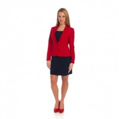 Blauwe Jurk met rood vestje